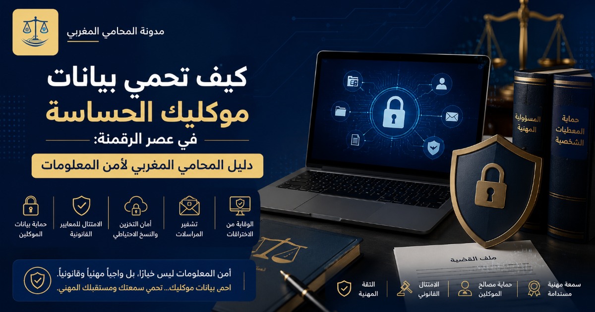 كيف تحمي بيانات موكليك الحساسة في عصر الرقمنة: دليل المحامي المغربي لأمن المعلومات